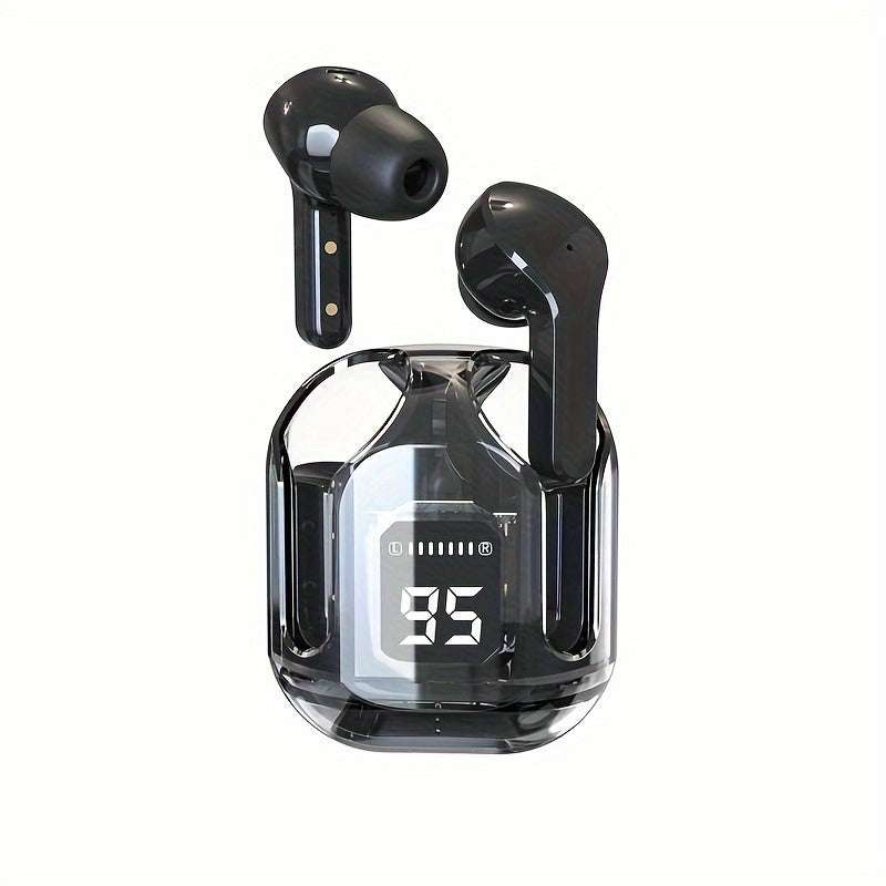 GREATWALL TWS Space Cabin Earbuds - Crystal-Clear Sound & Transparent Design with LED Digital Display, Ultra Long Standby for Music and Calling