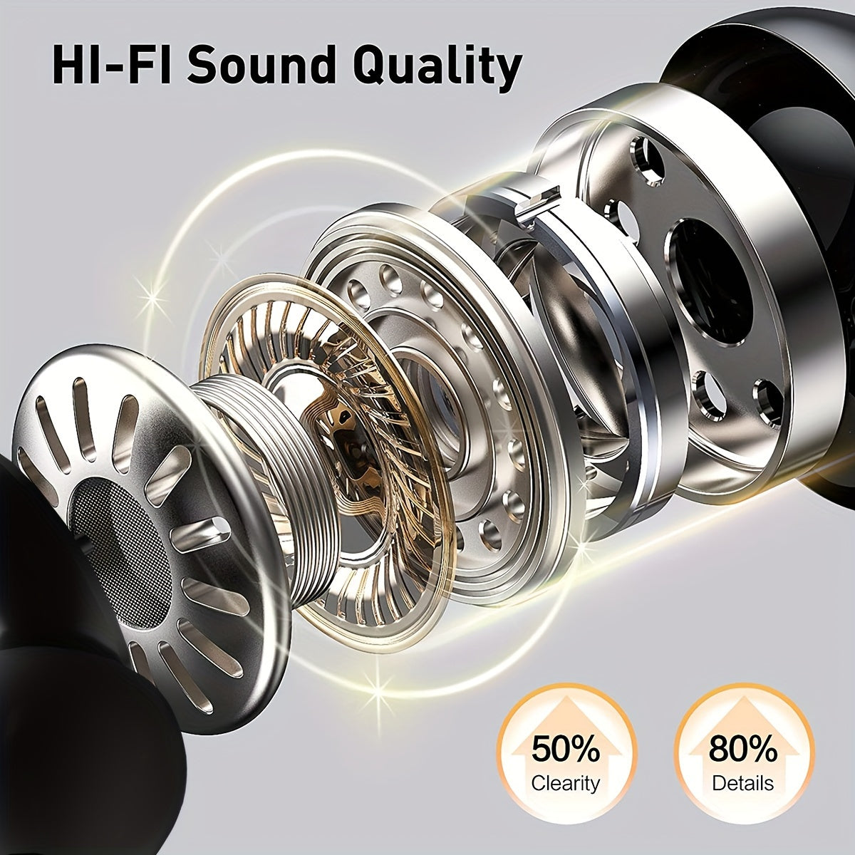 1 Pair LIFEBEE Wireless Earbuds with Mic, 5.3 In-Ear Headphones, Stereo Surround Sound, ENC Noise Cancelling, Touch Control Volume, Polymer Battery, with USB Type-C Charging Case, for Exercise & Sports, Adult - Plastic Materi