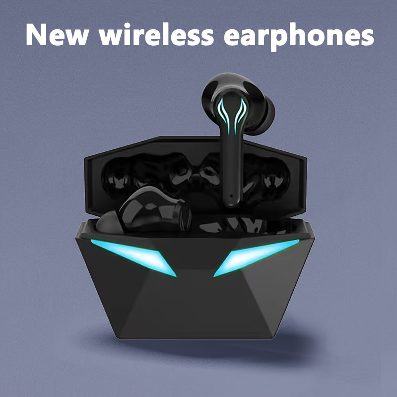 Exclusive Deal! Blue Light Gaming Earbuds - Wireless Bluetooth Headset with Blue LED Eyes, 3D Surround Sound, 40H Battery, Touch Control - Perfect for Streamers & Gamers!