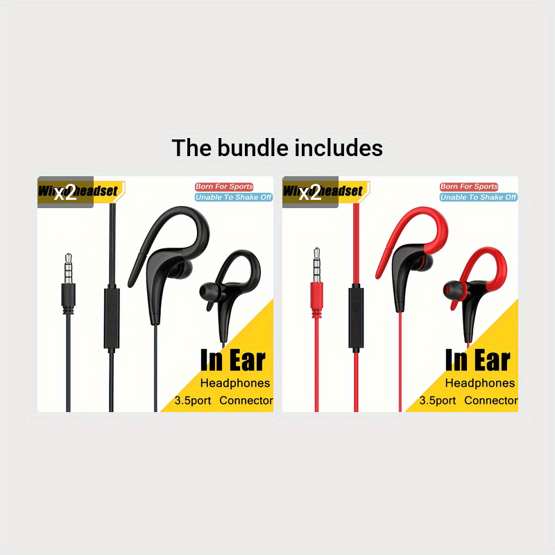 3.5mm Wired Earphones Plus - Noise Isolating, Bass Enhanced, Hands-Free Calling, Sweat-Resistant In-Ear Earbuds with Microphone - Compatible with iPad, iPod, MP3 Players, Android, iOS Smartphones