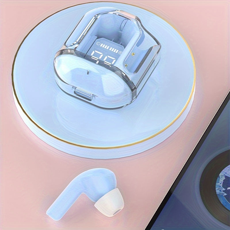 GREATWALL TWS Space Cabin Earbuds - Crystal-Clear Sound & Transparent Design with LED Digital Display, Ultra Long Standby for Music and Calling