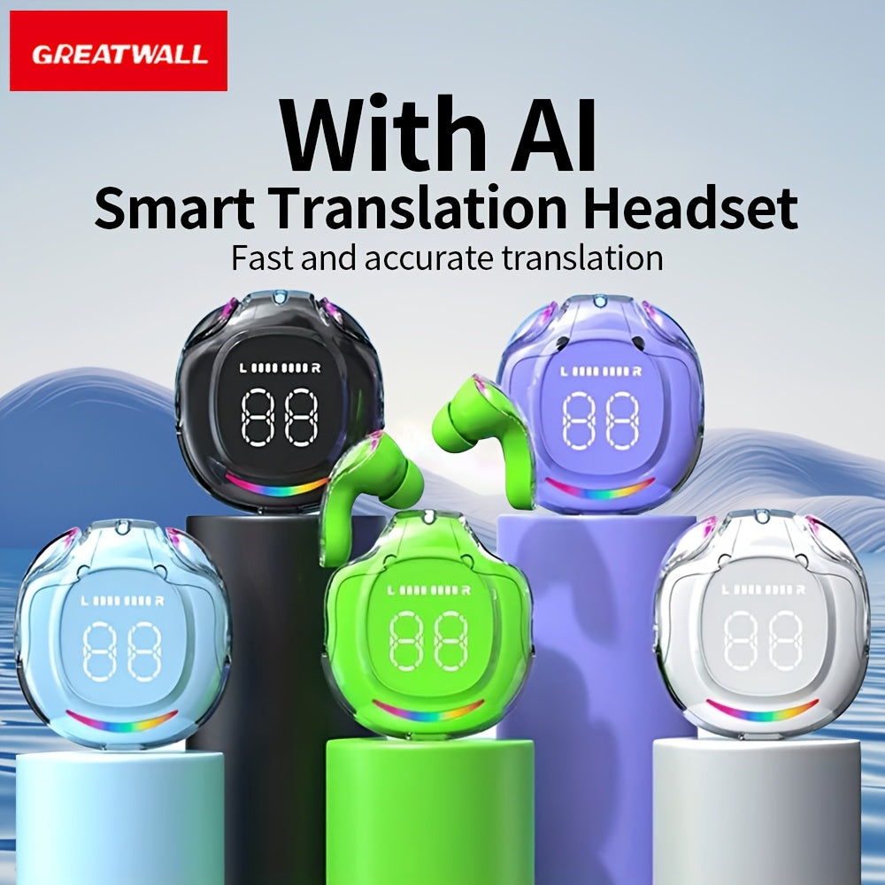 GREATWALL Language Translator Earbuds Supports 144 Languages Real Time High Accuracy Translation Earbuds Fit IOS & Android For Travel Business Learning