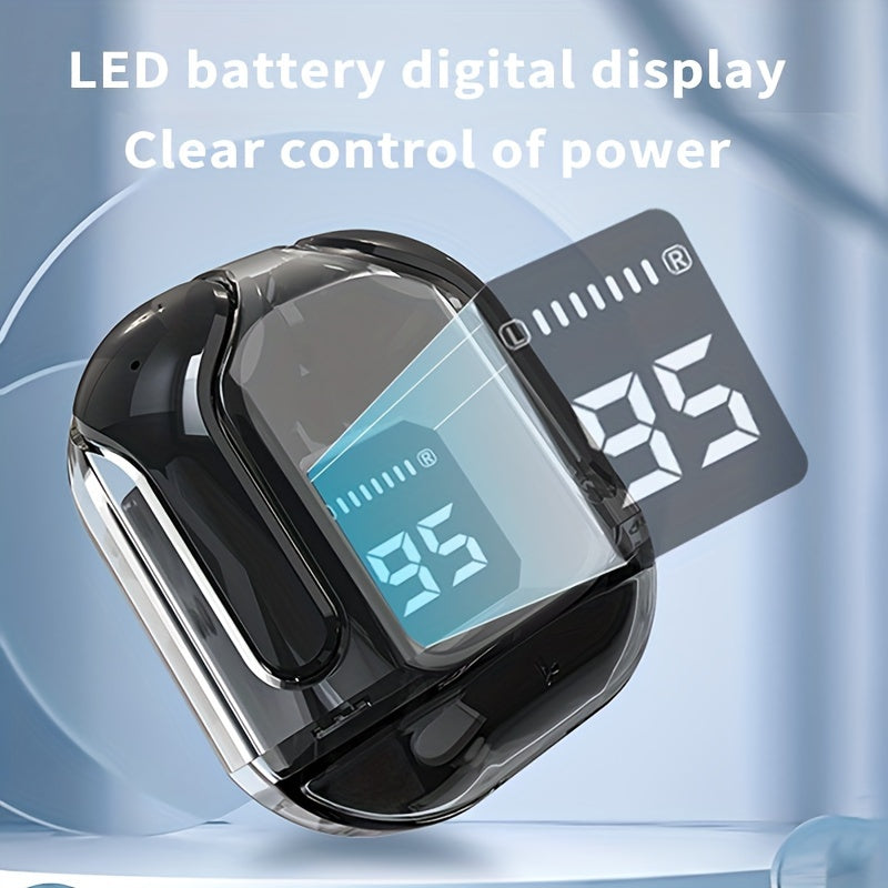 GREATWALL TWS Space Cabin Earbuds - Crystal-Clear Sound & Transparent Design with LED Digital Display, Ultra Long Standby for Music and Calling