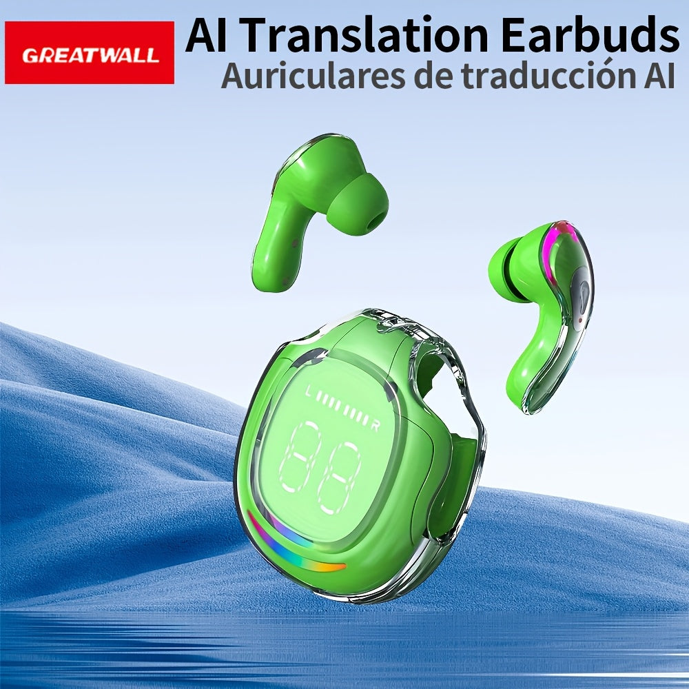GREATWALL Language Translator Earbuds Supports 144 Languages Real Time High Accuracy Translation Earbuds Fit IOS & Android For Travel Business Learning