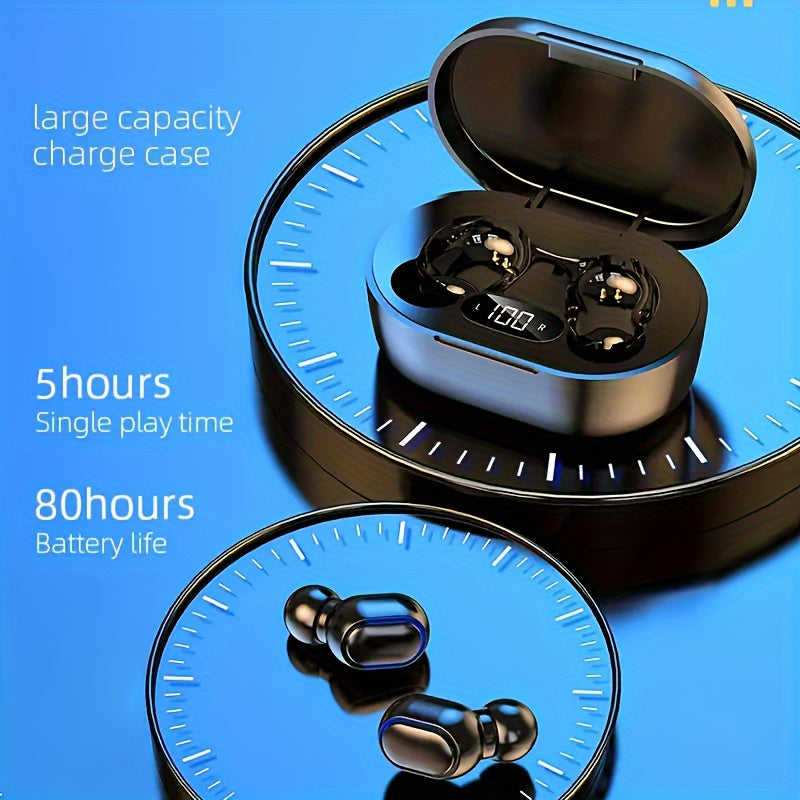 20-Hour Wireless Sports Earphones - 3D HiFi Stereo, Noise-Cancelling Microphone, LED Display Earbuds - Ideal for Running and Fitness, Suitable for Men and Women, Single