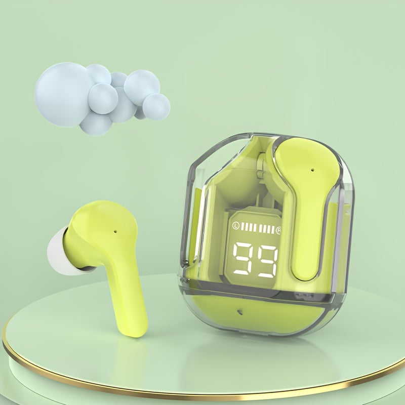 GREATWALL TWS Space Cabin Earbuds - Crystal-Clear Sound & Transparent Design with LED Digital Display, Ultra Long Standby for Music and Calling