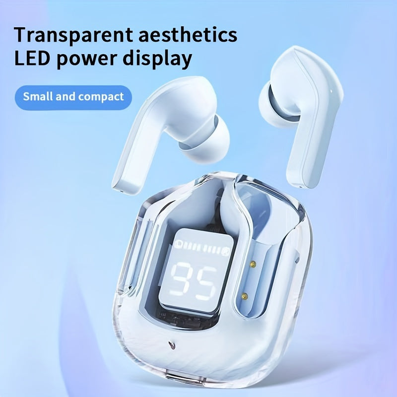 GREATWALL TWS Space Cabin Earbuds - Crystal-Clear Sound & Transparent Design with LED Digital Display, Ultra Long Standby for Music and Calling