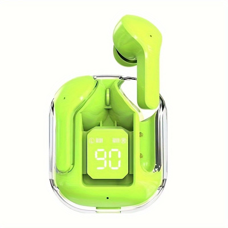 GREATWALL TWS Space Cabin Earbuds - Crystal-Clear Sound & Transparent Design with LED Digital Display, Ultra Long Standby for Music and Calling