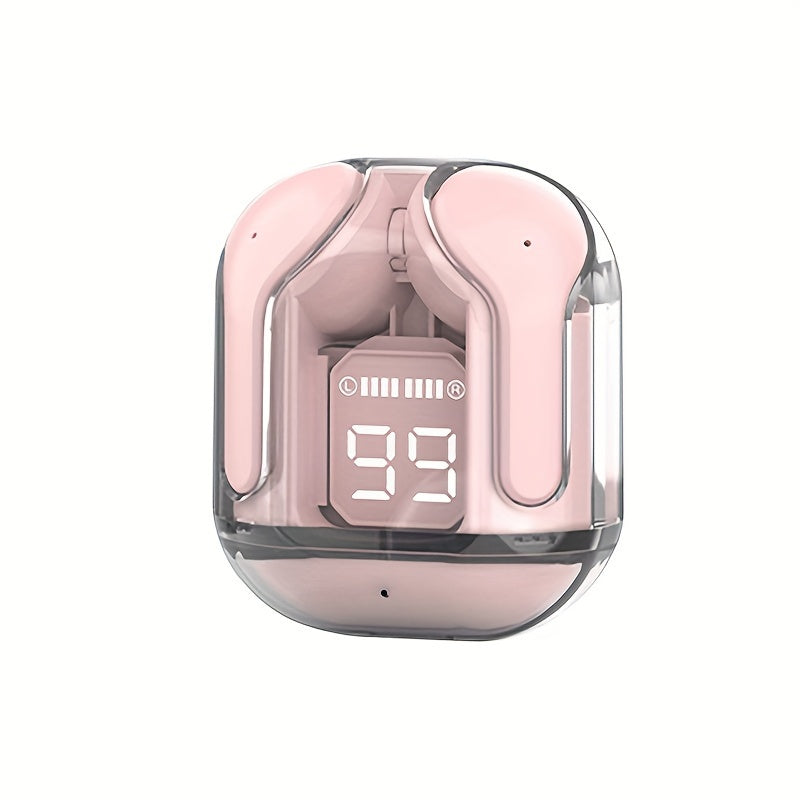 GREATWALL TWS Space Cabin Earbuds - Crystal-Clear Sound & Transparent Design with LED Digital Display, Ultra Long Standby for Music and Calling