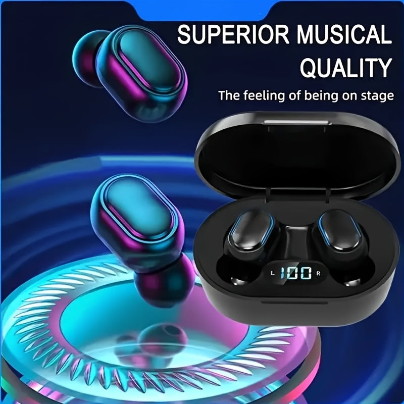 20-Hour Wireless Sports Earphones - 3D HiFi Stereo, Noise-Cancelling Microphone, LED Display Earbuds - Ideal for Running and Fitness, Suitable for Men and Women, Single