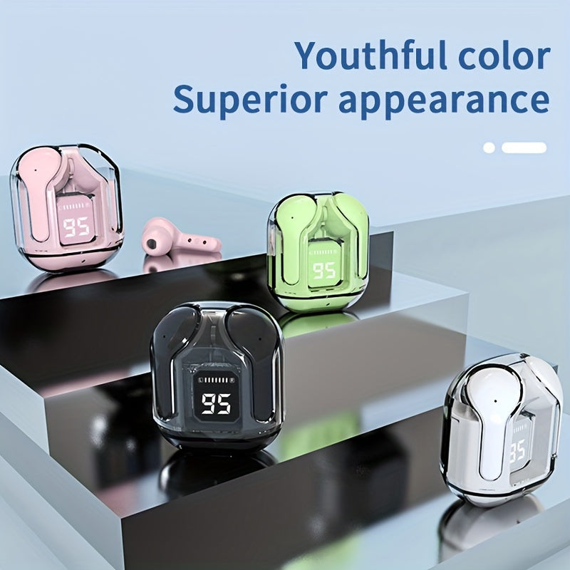 GREATWALL TWS Space Cabin Earbuds - Crystal-Clear Sound & Transparent Design with LED Digital Display, Ultra Long Standby for Music and Calling