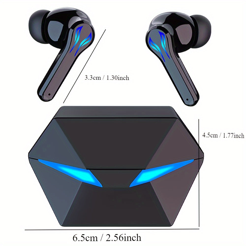 Exclusive Deal! Blue Light Gaming Earbuds - Wireless Bluetooth Headset with Blue LED Eyes, 3D Surround Sound, 40H Battery, Touch Control - Perfect for Streamers & Gamers!