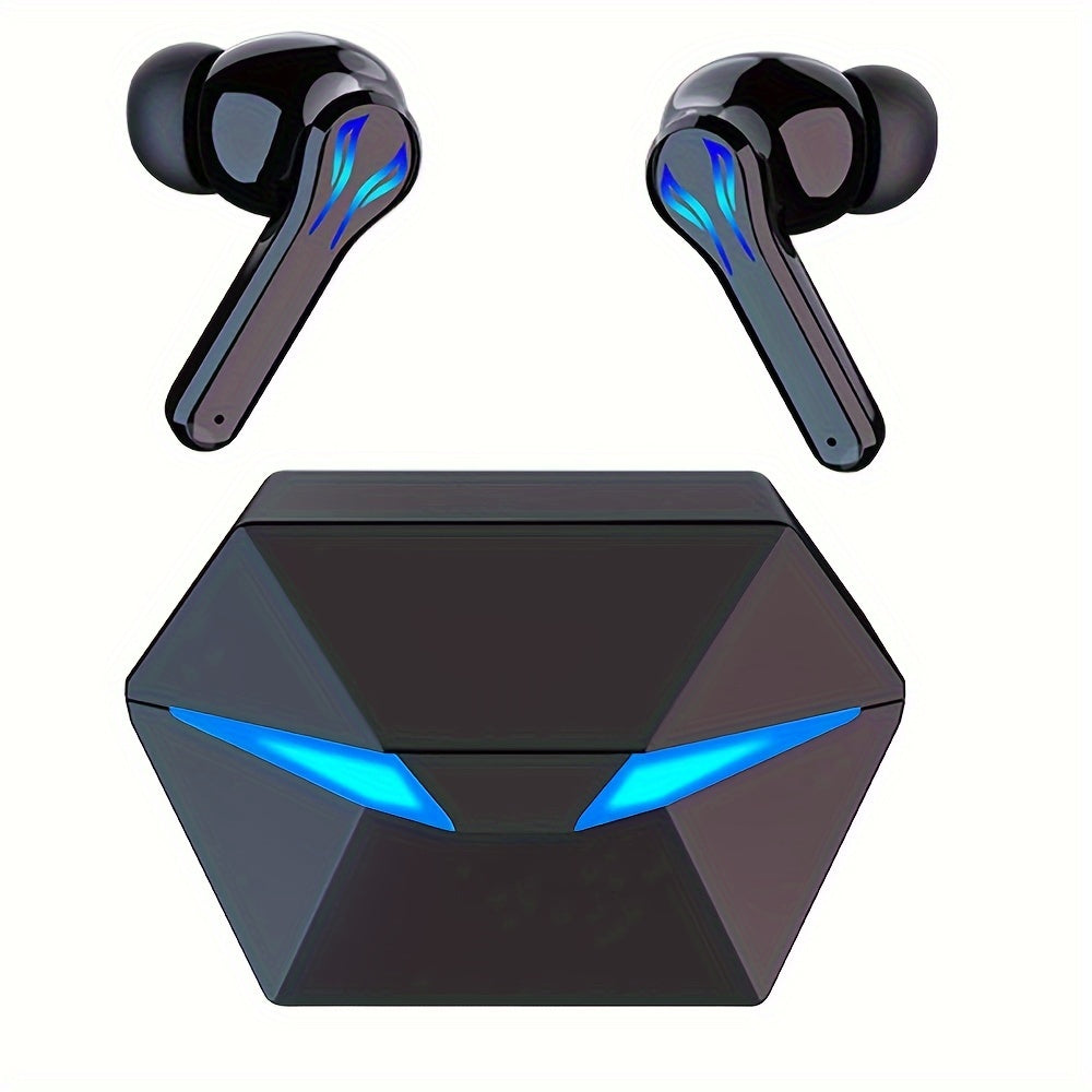 Exclusive Deal! Blue Light Gaming Earbuds - Wireless Bluetooth Headset with Blue LED Eyes, 3D Surround Sound, 40H Battery, Touch Control - Perfect for Streamers & Gamers!