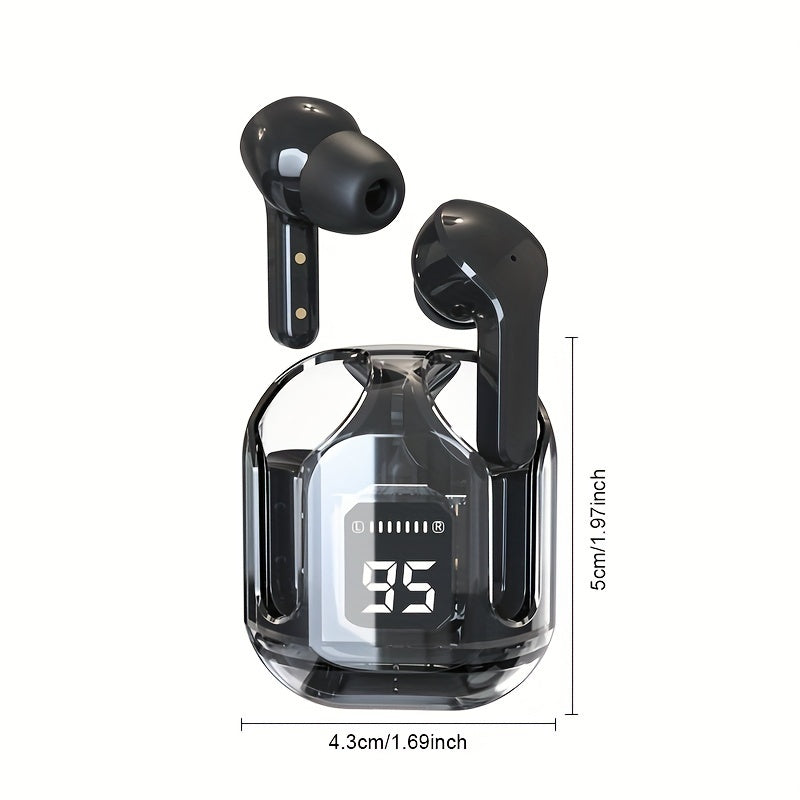 GREATWALL TWS Space Cabin Earbuds - Crystal-Clear Sound & Transparent Design with LED Digital Display, Ultra Long Standby for Music and Calling