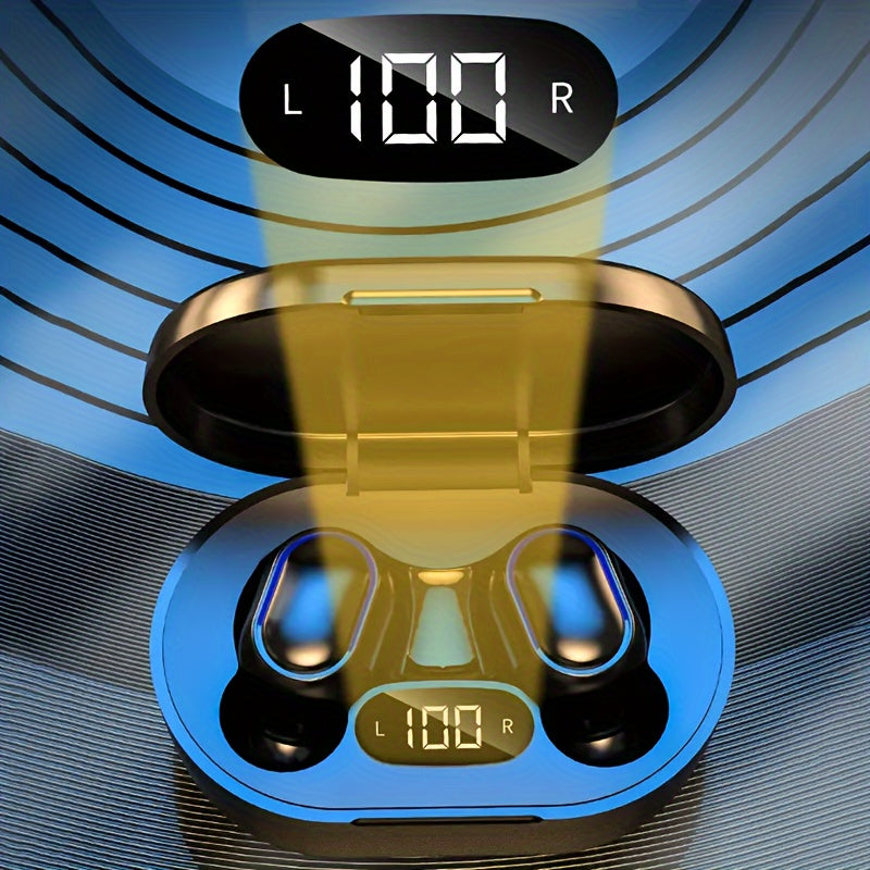 20-Hour Wireless Sports Earphones - 3D HiFi Stereo, Noise-Cancelling Microphone, LED Display Earbuds - Ideal for Running and Fitness, Suitable for Men and Women, Single