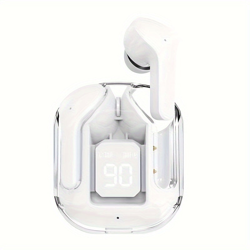 GREATWALL TWS Space Cabin Earbuds - Crystal-Clear Sound & Transparent Design with LED Digital Display, Ultra Long Standby for Music and Calling