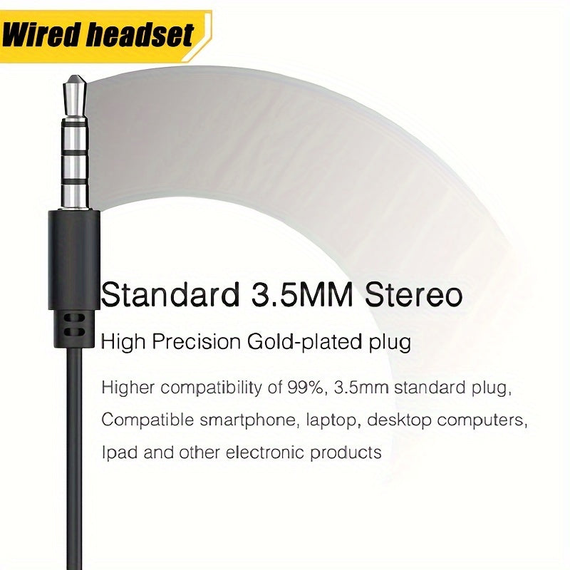3.5mm Wired Earphones Plus - Noise Isolating, Bass Enhanced, Hands-Free Calling, Sweat-Resistant In-Ear Earbuds with Microphone - Compatible with iPad, iPod, MP3 Players, Android, iOS Smartphones