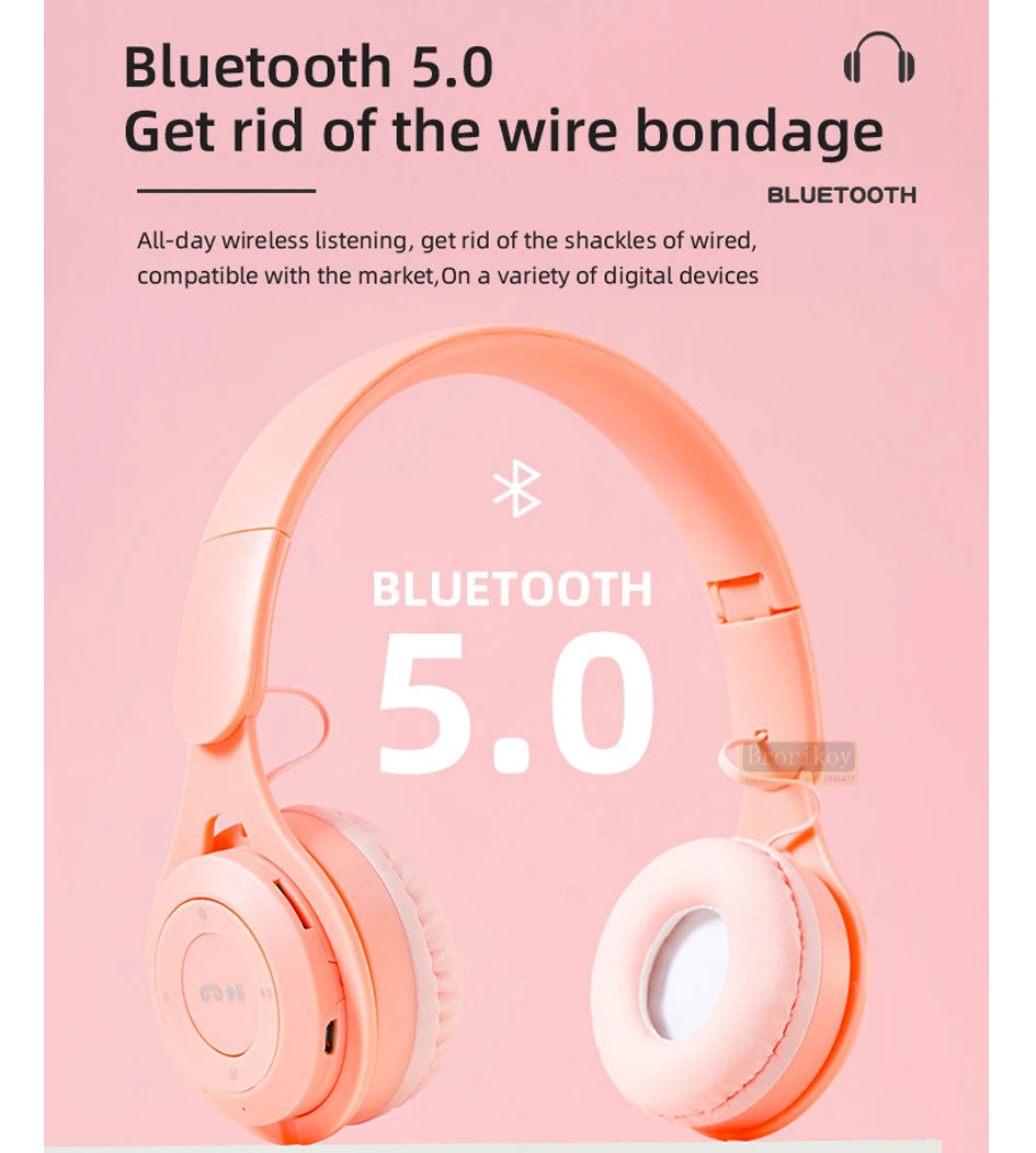 Bluetooth Headset 5.0 Bluetooth Headset Folding Wireless Sports Earphone Gaming Headsets Over-ear Headphones for Android ios