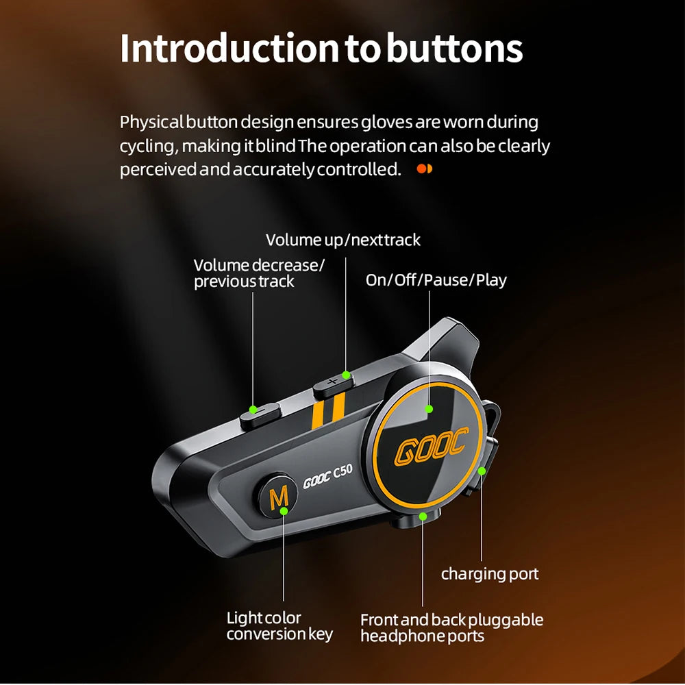 Bluetooth 5.3 Helmet Headset Wireless Hands-free Call Phone Kit Motorcycle Waterproof Earphone MP3 Music Player Speaker for Moto