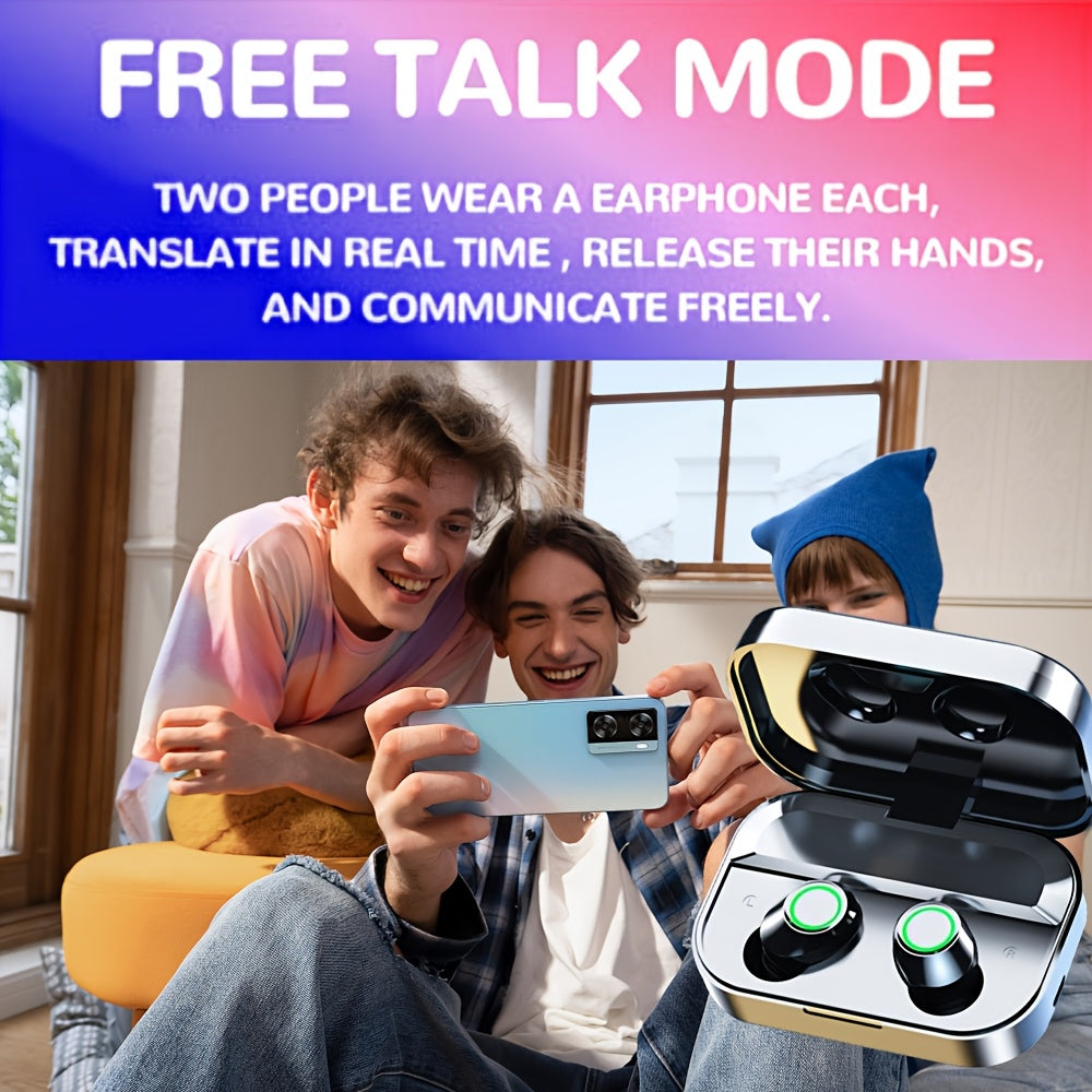 GREATWALL 2025 AI Translator Earbuds New Three-screen Intelligent Digital Display Power Wireless Earphones, High-end Fashionable Mirror Earphones, Sports Game Music Earphones