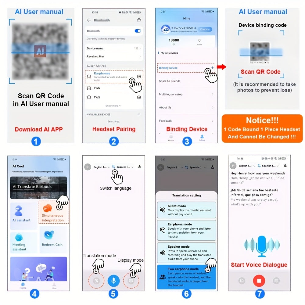 GREATWALL Language Translator Earbuds Supports 144 Languages Real Time High Accuracy Translation Earbuds Fit IOS & Android For Travel Business Learning