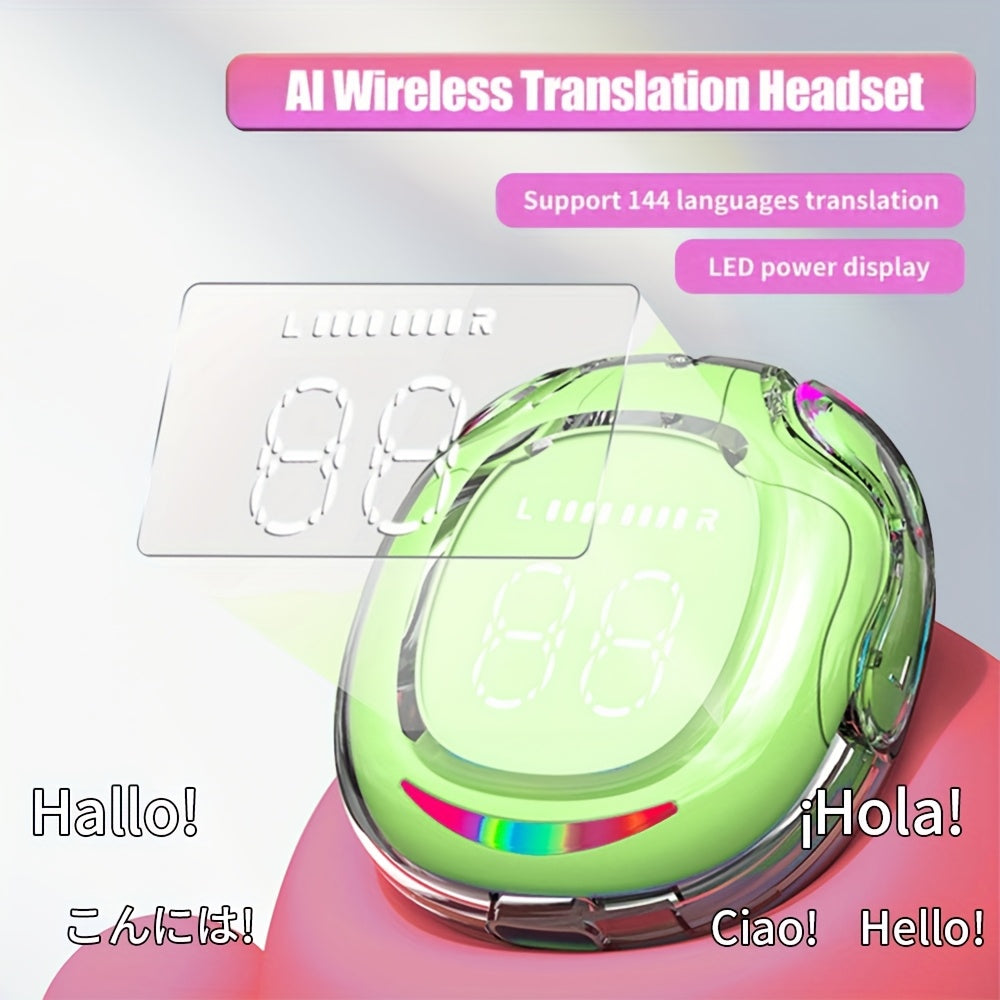 GREATWALL Language Translator Earbuds Supports 144 Languages Real Time High Accuracy Translation Earbuds Fit IOS & Android For Travel Business Learning