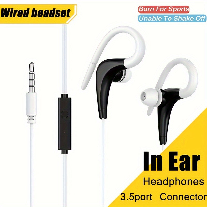 3.5mm Wired Earphones Plus - Noise Isolating, Bass Enhanced, Hands-Free Calling, Sweat-Resistant In-Ear Earbuds with Microphone - Compatible with iPad, iPod, MP3 Players, Android, iOS Smartphones