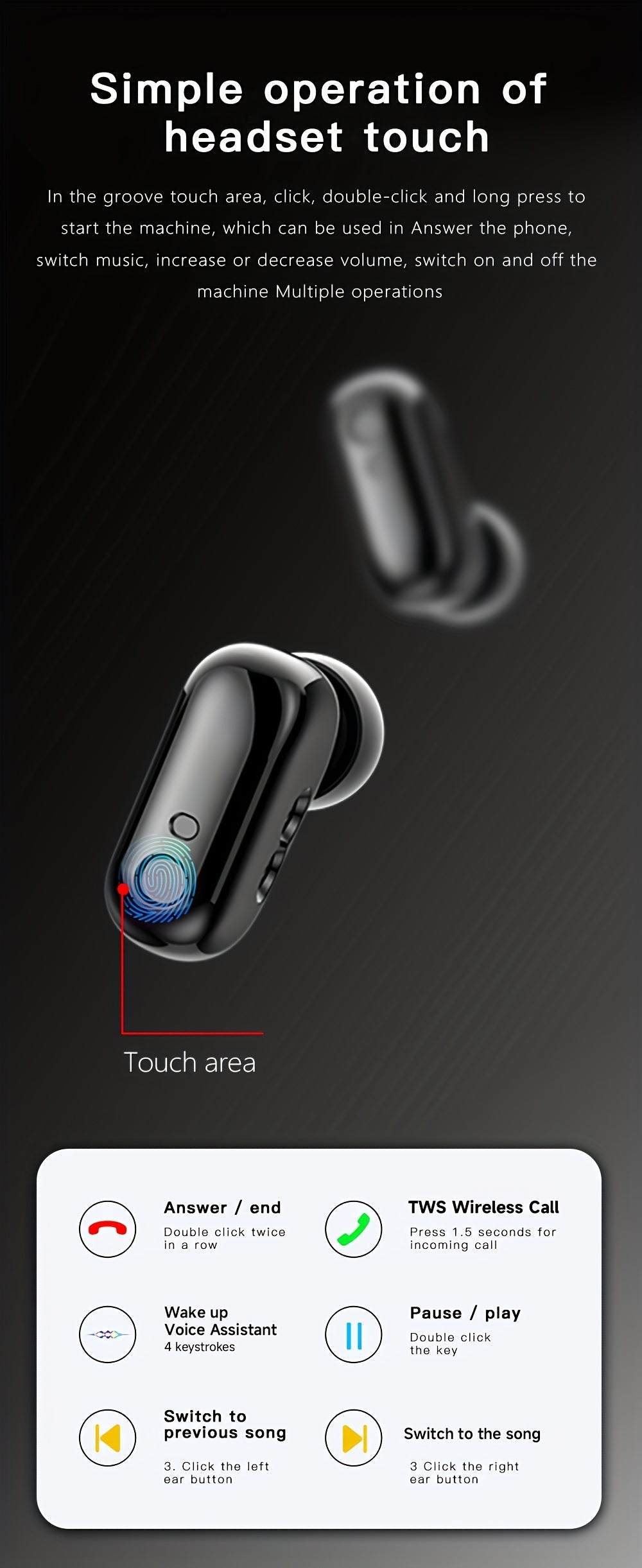 2-in-1 Smart Earphones Watch - Built-in Earbuds, Sports Waterproof, Hands-Free Calling, Compatible with Android and iPhone, Unisex Design for Men and Women