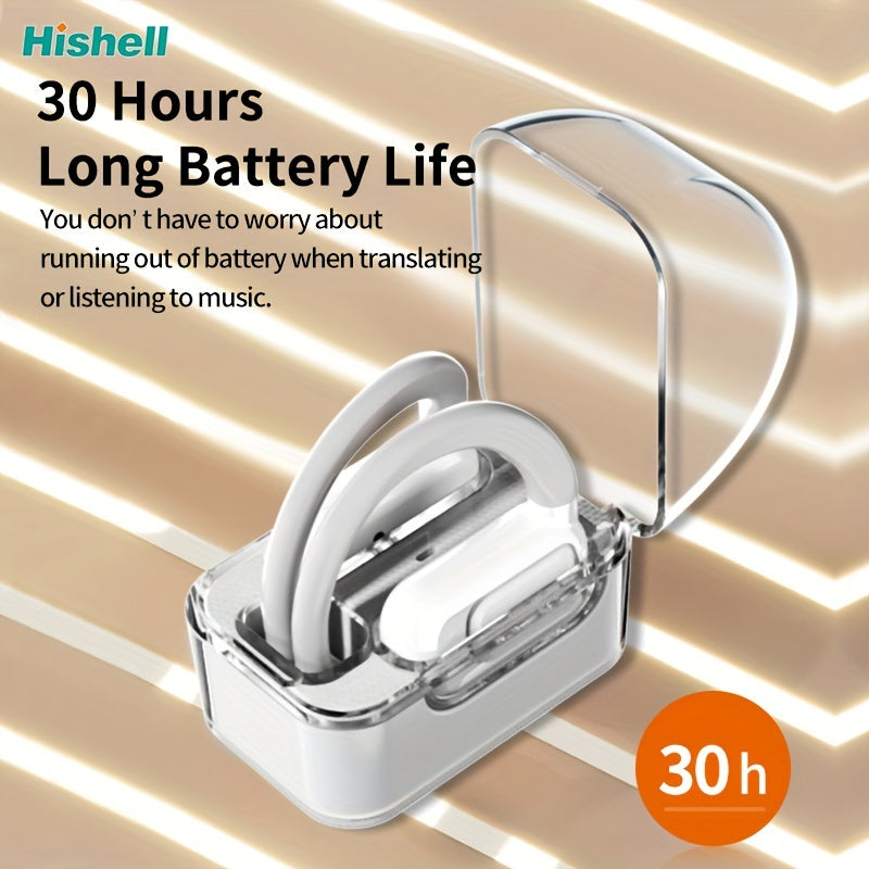 Crystal-Clear Calls, Hishell Real-Time Language Translator Earbuds - 2-Way, Supports 144 Languages, Portable & Rechargeable with App for iOS/Android, Ideal for Travel & Business