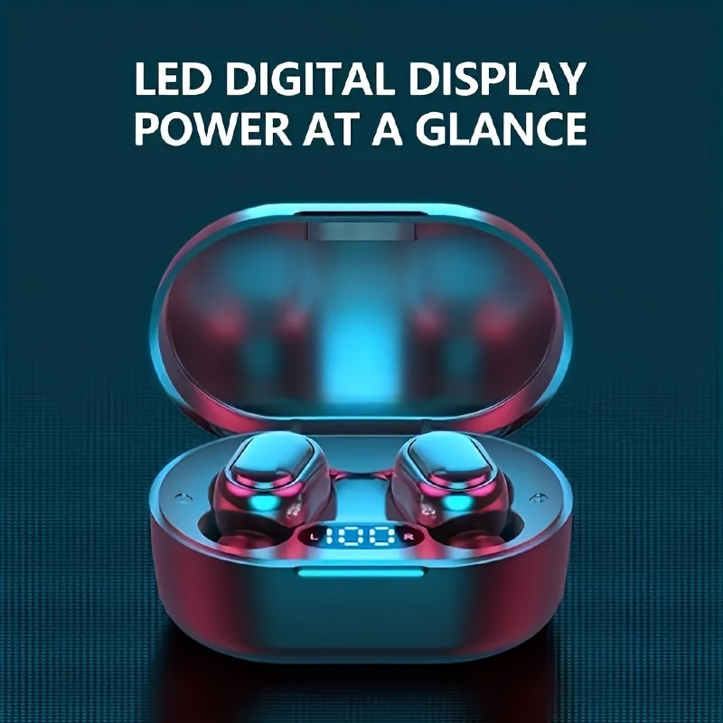 20-Hour Wireless Sports Earphones - 3D HiFi Stereo, Noise-Cancelling Microphone, LED Display Earbuds - Ideal for Running and Fitness, Suitable for Men and Women, Single