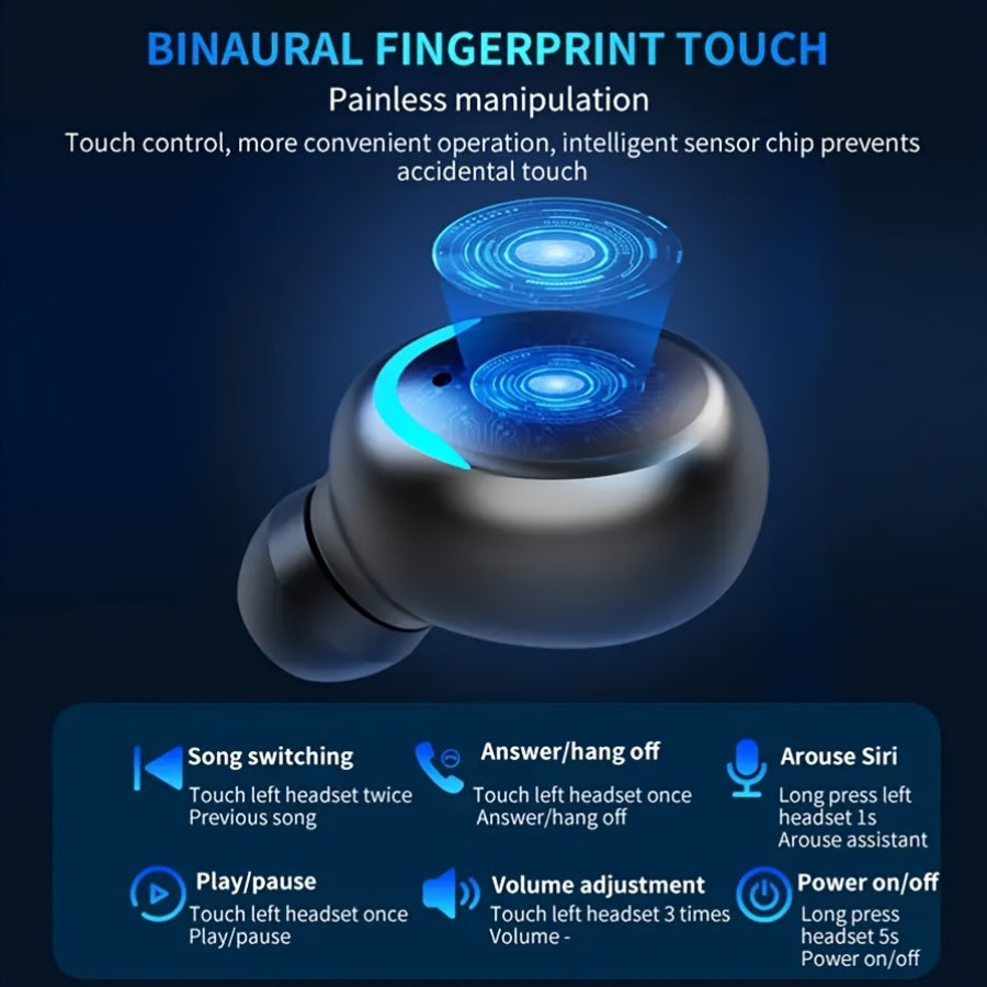 Briame True Wireless Earbuds - Crisp Hi-Fi Audio with Intuitive Touch Controls - Fast Wireless Charging Case, Enhanced Sound Seclusion, Rechargeable for All-Day Use - Perfect for Phone Calls and On-the-Go Listening - Compatib