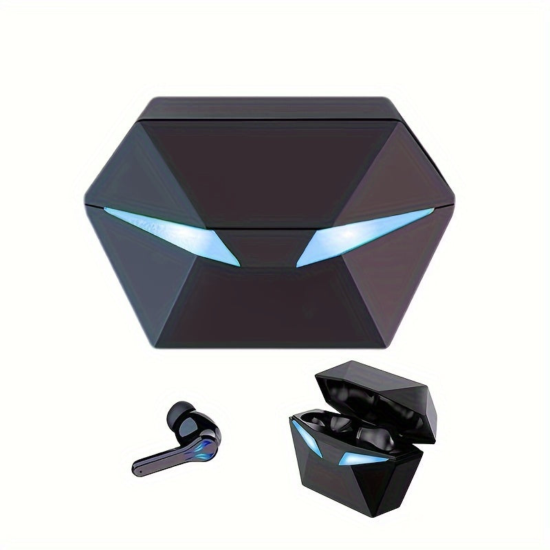 Exclusive Deal! Blue Light Gaming Earbuds - Wireless Bluetooth Headset with Blue LED Eyes, 3D Surround Sound, 40H Battery, Touch Control - Perfect for Streamers & Gamers!