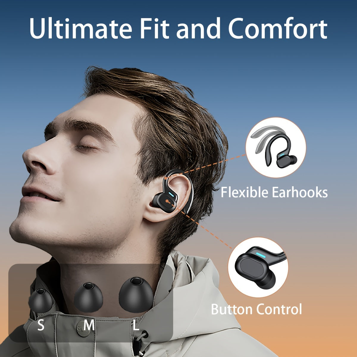 1 Pair LIFEBEE Wireless Earbuds with Mic, 5.3 In-Ear Headphones, Stereo Surround Sound, ENC Noise Cancelling, Touch Control Volume, Polymer Battery, with USB Type-C Charging Case, for Exercise & Sports, Adult - Plastic Materi