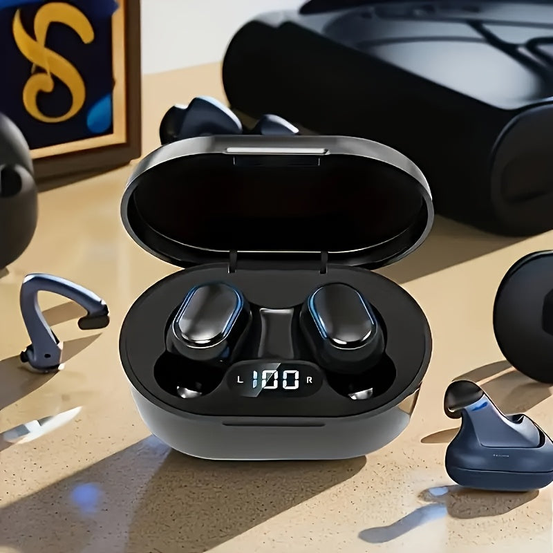20-Hour Wireless Sports Earphones - 3D HiFi Stereo, Noise-Cancelling Microphone, LED Display Earbuds - Ideal for Running and Fitness, Suitable for Men and Women, Single