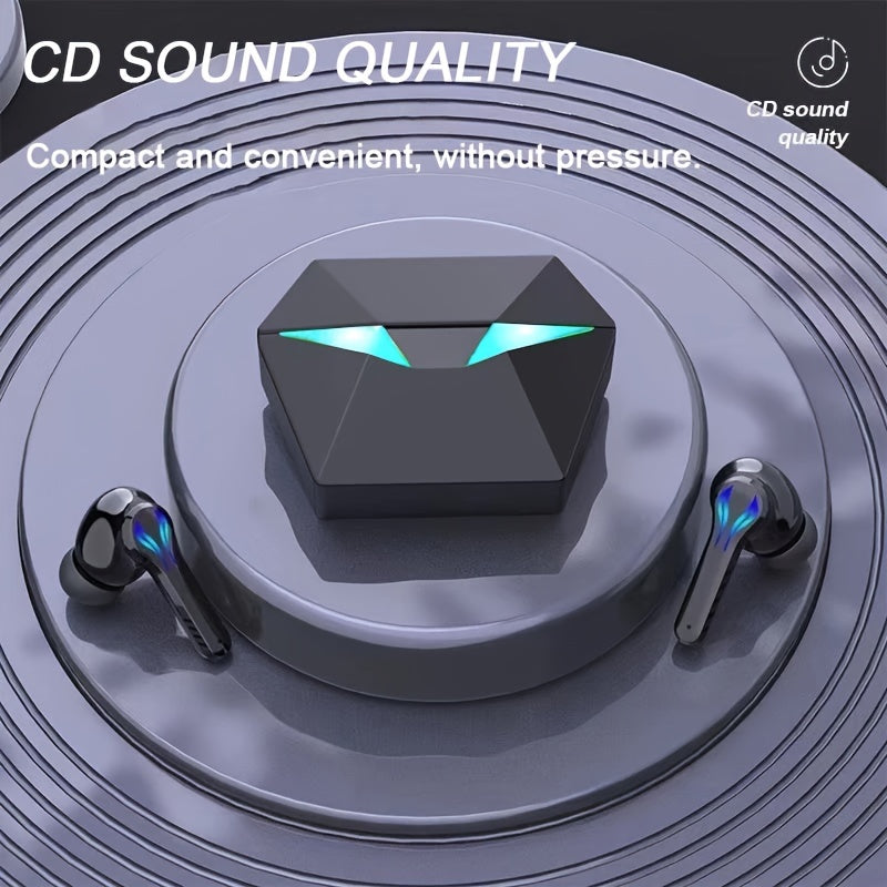 Exclusive Deal! Blue Light Gaming Earbuds - Wireless Bluetooth Headset with Blue LED Eyes, 3D Surround Sound, 40H Battery, Touch Control - Perfect for Streamers & Gamers!