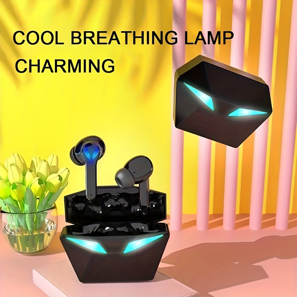 Exclusive Deal! Blue Light Gaming Earbuds - Wireless Bluetooth Headset with Blue LED Eyes, 3D Surround Sound, 40H Battery, Touch Control - Perfect for Streamers & Gamers!